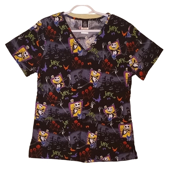 Disney Tops - DISNEY Tim Burton's The Nightmare Before Christmas Scrub Top BLack